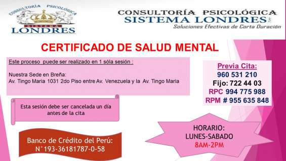 Certificado De Salud Mental En Lima Otros Servicios 27